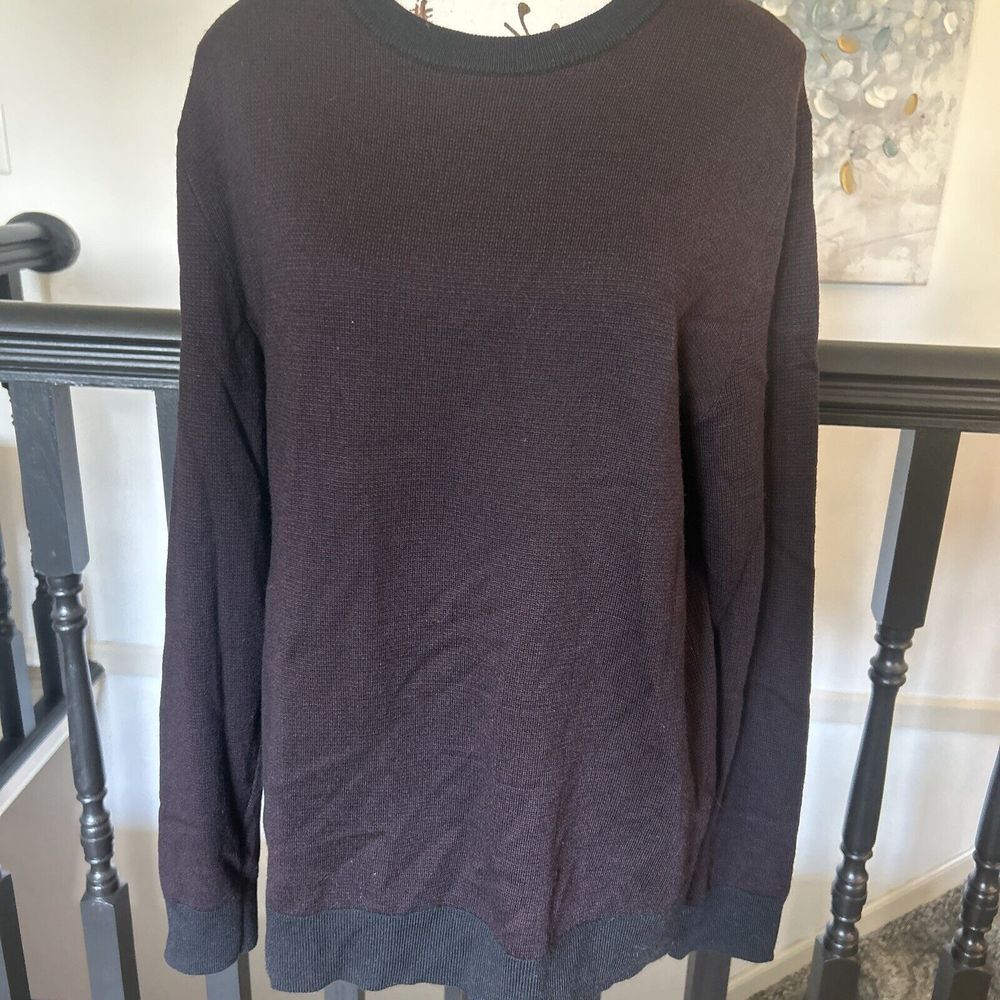 Banana Republic Italian Merino Wool Yarn By Baruffa Black Red Sweater Men‎ M